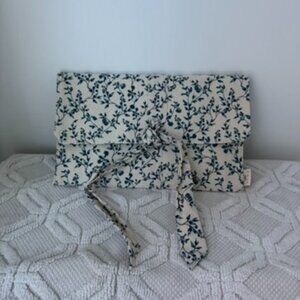 Agua by Agua Bendita Cream and Blue Floral Clutch